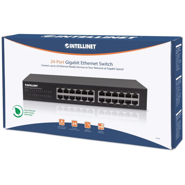 Intellinet 24-Port Gigabit Ethernet Switch, 24 x 10/100/1000 Mbit/s RJ45-Ports, IEEE 802.3az (Energy Efficient Ethernet), Desktop, 19
