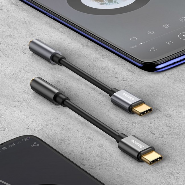 Baseus L54 mobile phone cable Black, Grey USB C 3.5mm