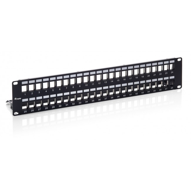 Equip 48-Port Keystone Cat.6 Shielded Patch Panel, Black Equip 48-Port Keystone Cat.6 Shielded Patch Panel, Black