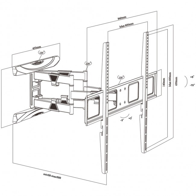 Maclean MC-423 TV Mount Full Motion Wall TV Bracket 43