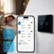 Qoltec 52712 Smart Touch 2-Gang Light Switch | Wi-Fi | Timer | Tuya | Smart Life | Tempered Glass | Black