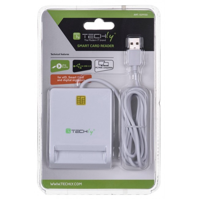 Techly Compact /Writer USB2.0 White I-CARD CAM-USB2TY smart card reader Indoor