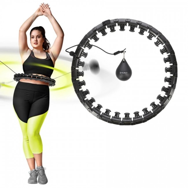 Hula hop plus size with tabs and weights HMS HHW12 black