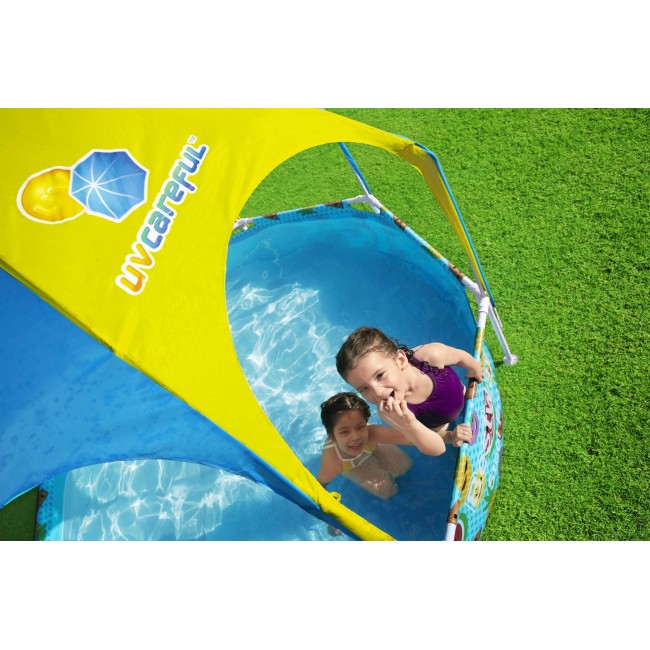 Bestway Steel Pro 2.44m x 51cm Splash-in-shade Play Pool, Orange/Yellow