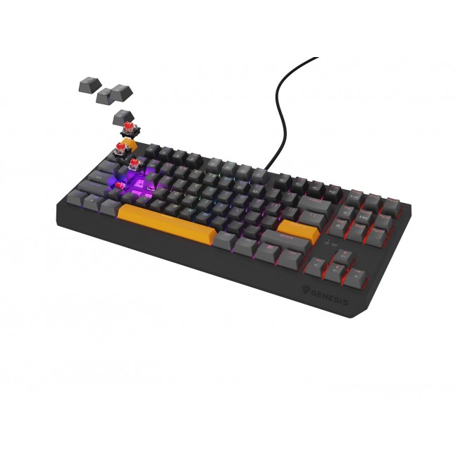 GENESIS Thor 230 TKL keyboard Gaming USB + RF Wireless + Bluetooth QWERTY Black, Grey, Orange