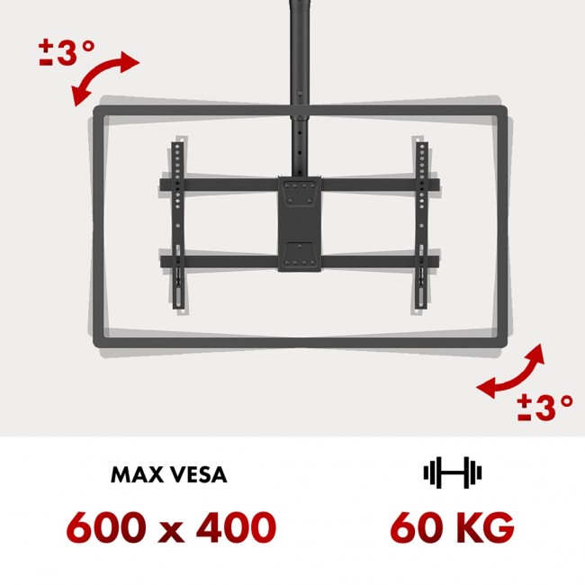 Maclean ceiling mount for TV, max load 60kg, 43-86