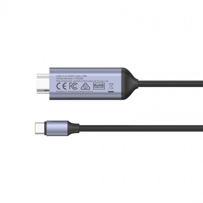 UNITEK USB-C to HDMI Cable 8K, USB 4, HDR10+, 1.8 m UNITEK USB-C to HDMI Cable 8K, USB 4, HDR10+, 1.8 m