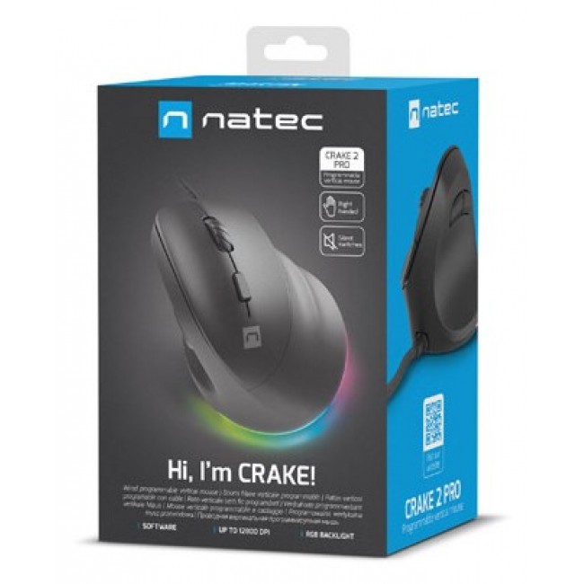 NATEC Crake 2 Pro mouse Universal Right-hand USB Type-A Optical 12800 DPI NATEC Crake 2 Pro mouse Universal Right-hand USB Type-A Optical 12800 DPI