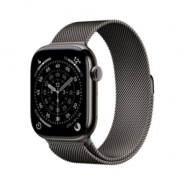 Apple Watch Series 11 GPS + Cellular 46mm Slate Titanium Case with Slate Milanese Loop - S/M