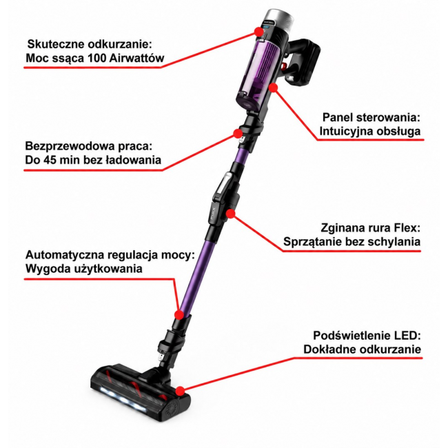 Cordless Vacuum Cleaner TEFAL X-Force Flex 9.60, 100 AW, 45 min