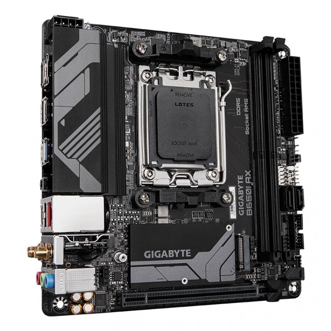Gigabyte B650I AX 1.0 Processor family AMD Processor socket AM5 DDR5 DIMM Supported hard disk drive interfaces SATA, M.2 Number of SATA connectors 2 Gigabyte B650I AX 1.0 Processor family AMD Processor socket AM5 DDR5 DIMM Supported hard disk drive interfaces SATA, M.2 Number of SATA connectors 2
