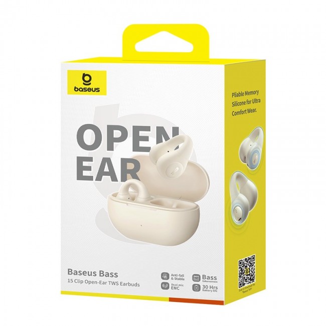 Baseus Bass 15 Clip Open Ear Headset True Wireless Stereo (TWS) In-ear Calls/Music Bluetooth White Baseus Bass 15 Clip Open Ear Headset True Wireless Stereo (TWS) In-ear Calls/Music Bluetooth White