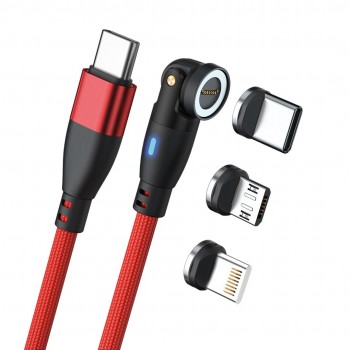 RealPower Magnetic cable 100 Watt,1m,rot mit Adaptern