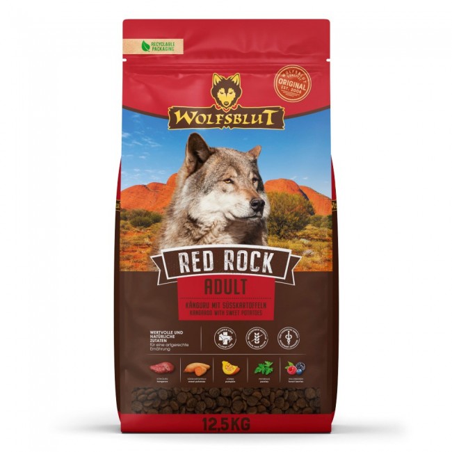 WOLFSBLUT Red Rock Kangaroo with sweet potatoes - dry dog food - 12,5kg WOLFSBLUT Red Rock Kangaroo with sweet potatoes - dry dog food - 12,5kg