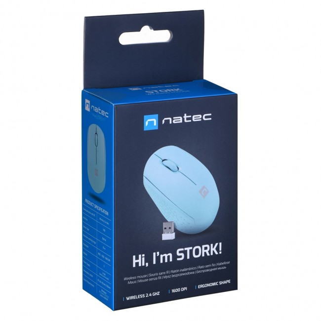 NATEC STORK mouse Home Ambidextrous RF Wireless + USB Type-A Optical 1600 DPI