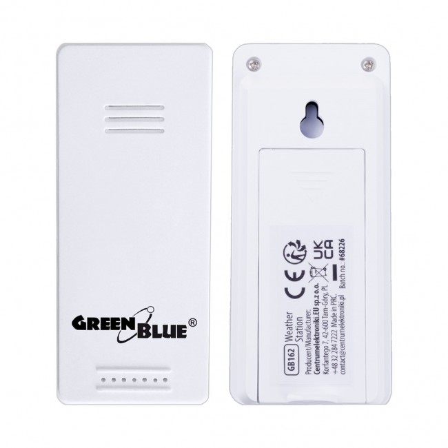 GreenBlue wireless weather station, IN/OUT temperature, clock, C/ F selectable, range up to 60 m, GB162