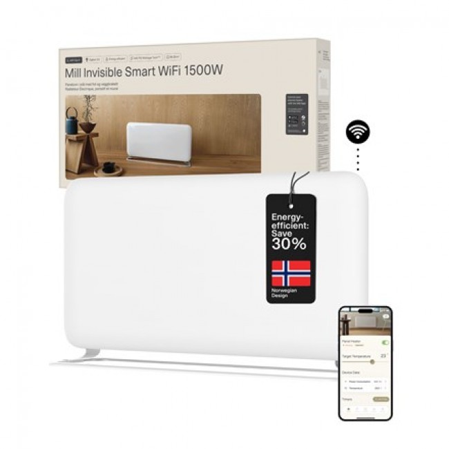 Mill WiFi Panel Heater | PA1500WIFI4A | Panel Heater | 1500 W | Suitable for rooms up to 18-22 m2 | White | IPX4 Mill WiFi Panel Heater | PA1500WIFI4A | Panel Heater | 1500 W | Suitable for rooms up to 18-22 m2 | White | IPX4