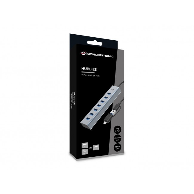 Conceptronic HUBBIES21G 7-Port USB 3.0 Hub, 5Gbps, USB-A x 7
