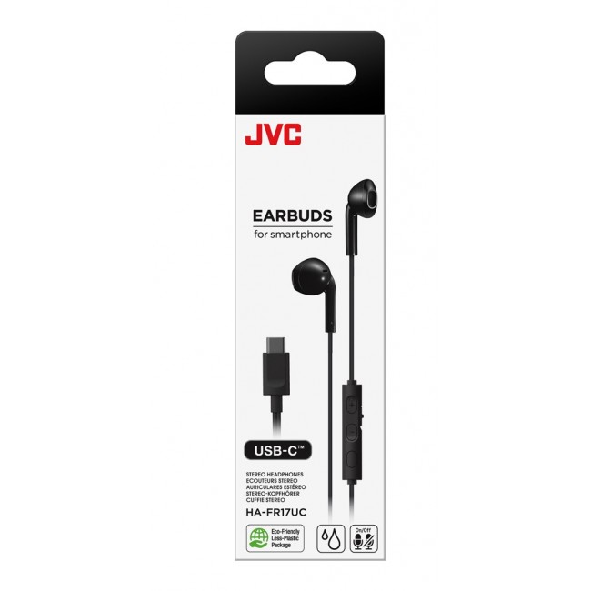JVC HA-FR17UC In-ear wired headphones USB Type-C Black JVC HA-FR17UC In-ear wired headphones USB Type-C Black