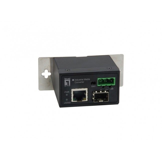 LevelOne RJ45 to SFP Fast Ethernet Industrial Media Converter, -40 C to 75 C