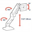 Ergotron HX DESK SINGLE MONITORARM WHITE/42IN 9-19KG TILT 75 MIS-D 10Y W