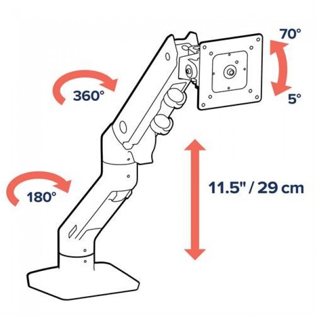 Ergotron HX DESK SINGLE MONITORARM WHITE/42IN 9-19KG TILT 75 MIS-D 10Y W