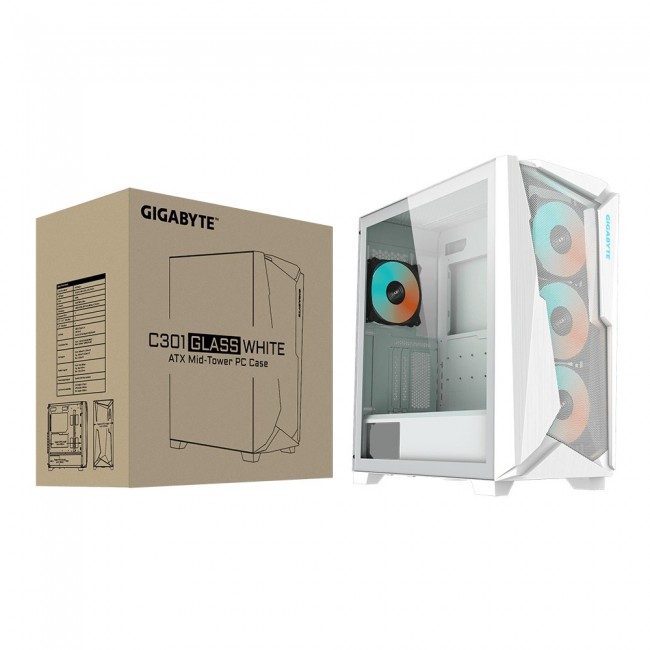 GIGABYTE C301 GLASS WHITE computer case Midi Tower