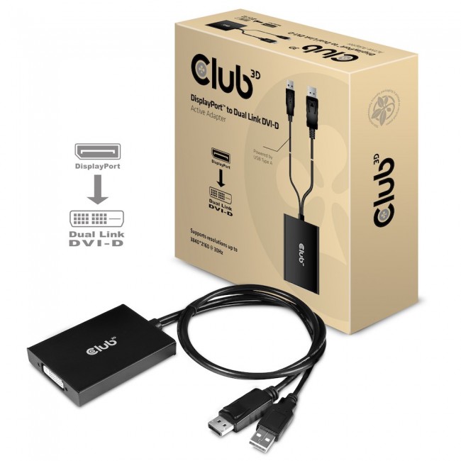 CLUB3D DisplayPort to Dual Link DVI-D HDCP ON version Active Adapter M/F CLUB3D DisplayPort to Dual Link DVI-D HDCP ON version Active Adapter M/F