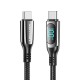 Vention Cotton Braided USB 2.0 C Male to C Male 5A Cable With LED Display 1.2M Black Zinc Alloy Type Vention Cotton Braided USB 2.0 C Male to C Male 5A Cable With LED Display 1.2M Black Zinc Alloy Type