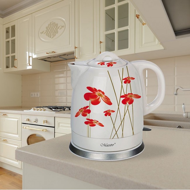 Feel-Maestro MR-066-RED FLOWERS electric kettle 1.5 L 1200 W Red, White Feel-Maestro MR-066-RED FLOWERS electric kettle 1.5 L 1200 W Red, White