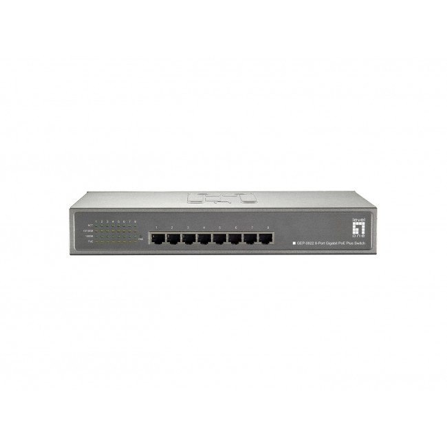 LevelOne 8-Port Gigabit PoE Switch, 802.3at/af PoE, 240W