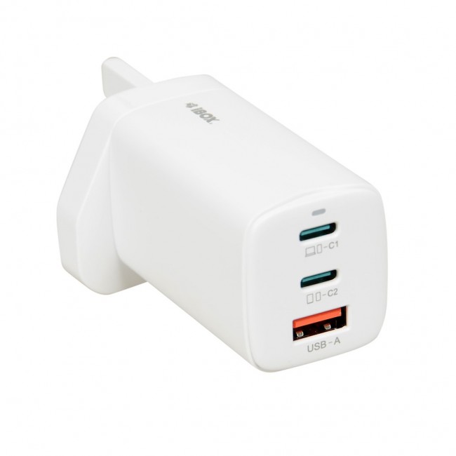 iBOX C-65 White, GaN 65W universal charger UK plug iBOX C-65 White, GaN 65W universal charger UK plug