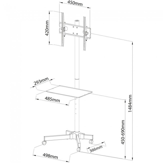 Techly Trolley Floor Stand LCD/LED/Plasma 23 Techly Trolley Floor Stand LCD/LED/Plasma 23