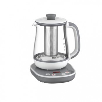 TEFAL Tastea Kettle | BJ551B10 | Tea Kettle | 1400 W | 1.5 L | Glass | 360 rotational base | Grey/White