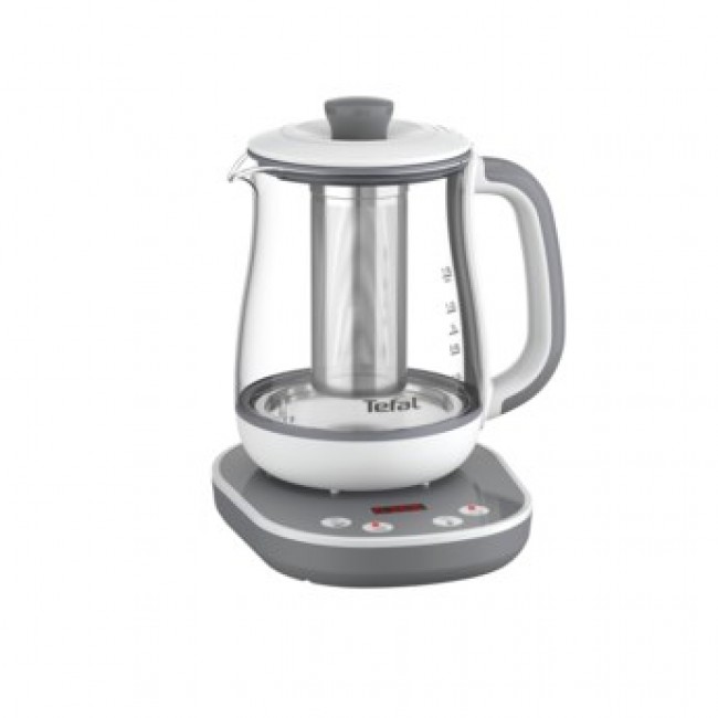 TEFAL Tastea Kettle | BJ551B10 | Tea Kettle | 1400 W | 1.5 L | Glass | 360 rotational base | Grey/White