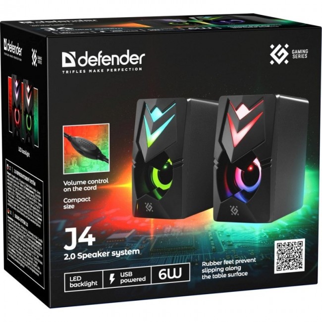 PC Speakers 2.0 DEFENDER J4 2.0 6W LED USB black