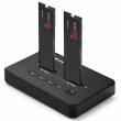Qoltec 52366 M.2 NVMe SSD Docking Station | PCIe | USB-C | 20 Gb/s | DUAL 2 x 8TB | Offline cloning