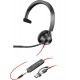 POLY Blackwire 3315 Monaural Microsoft Teams Certified USB-C Headset +3.5mm Plug +USB-C/A Adapter