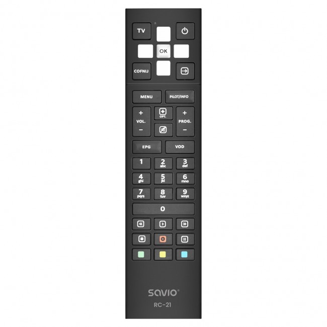 Savio RC-21 remote control IR Wireless TV set-top box Press buttons Savio RC-21 remote control IR Wireless TV set-top box Press buttons