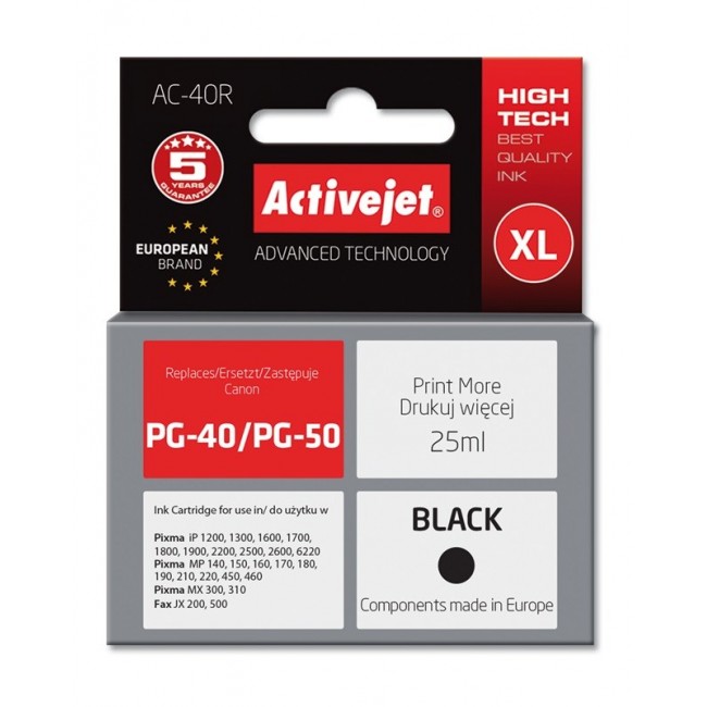 Activejet AC-40R Ink cartridge (replacement for Canon PG-40 Premium 25 ml black)