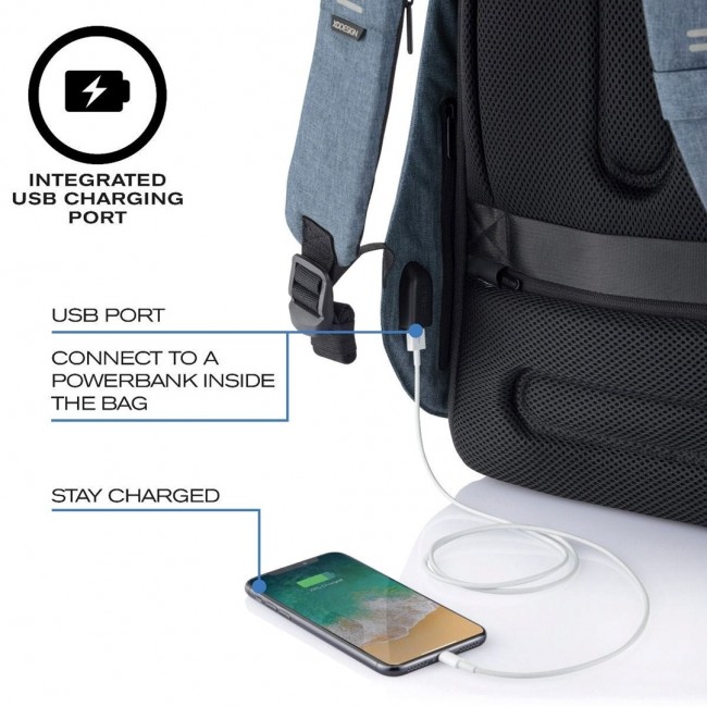 XD DESIGN ANTI-THEFT BACKPACK BOBBY HERO REGULAR BLUE P/N: P705.299 XD DESIGN ANTI-THEFT BACKPACK BOBBY HERO REGULAR BLUE P/N: P705.299