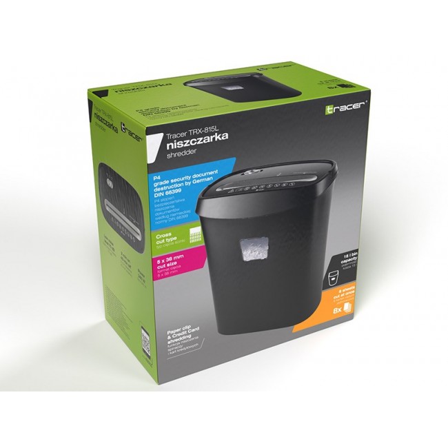 Tracer TRX-815L shredder paper shredder Cross shredding 72 dB 22 cm Black