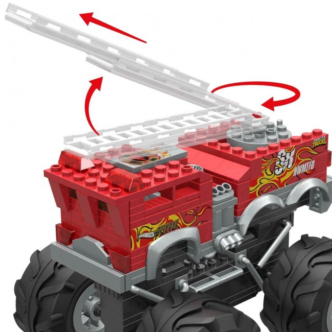 SET OF BUILDING BLOCKS MEGA BLOKS HOT WHEELS MONSTER TRUCKS 5-ALARM HHD19 FIRE TRUCK