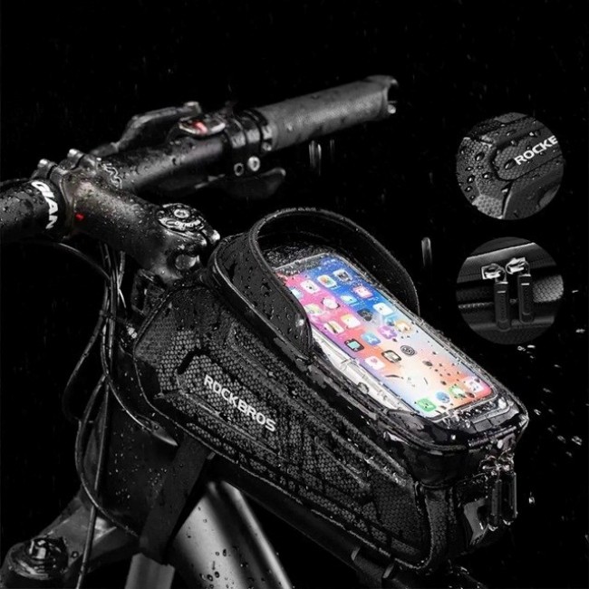 Rockbros B68-1 Bike frame bag Phone pocket 1.7l Black Rockbros B68-1 Bike frame bag Phone pocket 1.7l Black