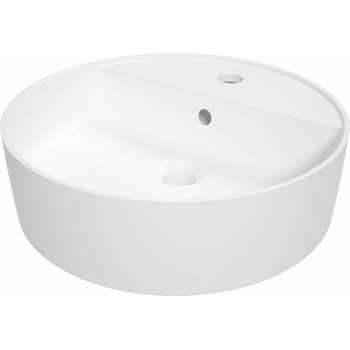 Countertop ceramic washbasin with space for a tap