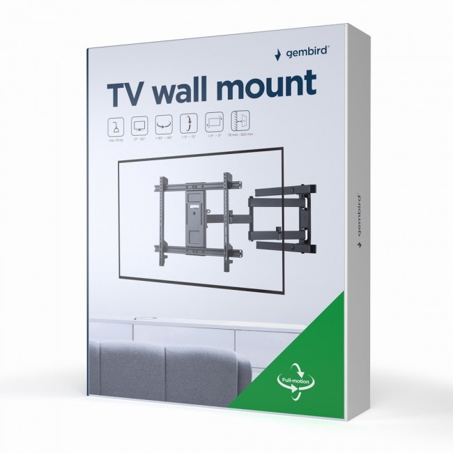 Gembird WM-80ST-05 TV wall mount (full-motion), 37 -80 , up to 50kg Gembird WM-80ST-05 TV wall mount (full-motion), 37 -80 , up to 50kg
