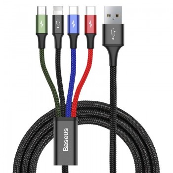 Cable USB Baseus Fast 4in1 2xUSB-C / Lightning / Micro 3.5A 1.2m (black) Cable USB Baseus Fast 4in1 2xUSB-C / Lightning / Micro 3.5A 1.2m (black)
