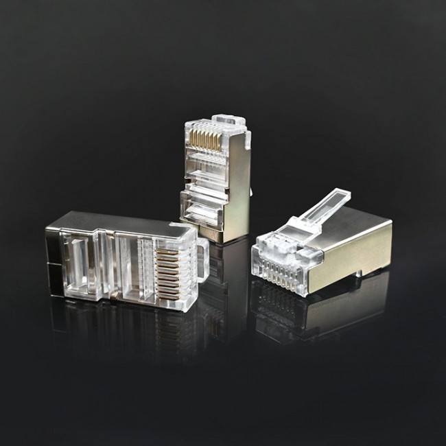 Qoltec 54556 RJ45 modular connector | CAT6 | FTP |Gold-plated contacts | 100 pieces