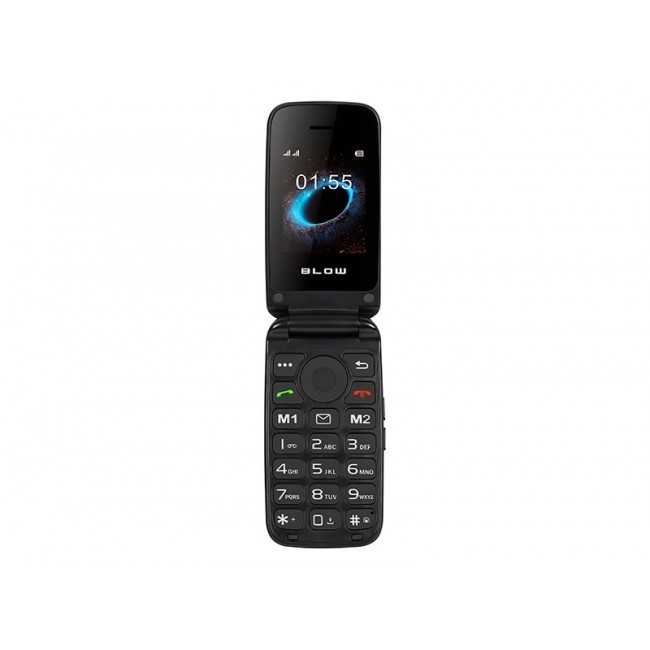 BLOW Black Phone for Seniors with a Flip Cover S24