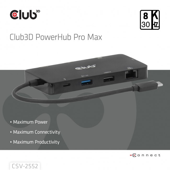 CLUB3D 9-1 Dual HDMI USB-C Hub PD3.0 100W